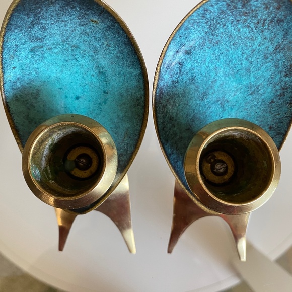 VTG I MCM I Oppenheim Israel I Art Deco Candle Holders - Picture 9 of 16